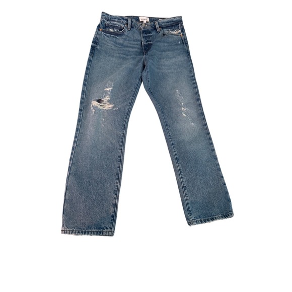 Frame Denim Denim - FRAME Le Slouch Womens Jeans Size 28 Distressed High Rise Button Fly Denim Blue